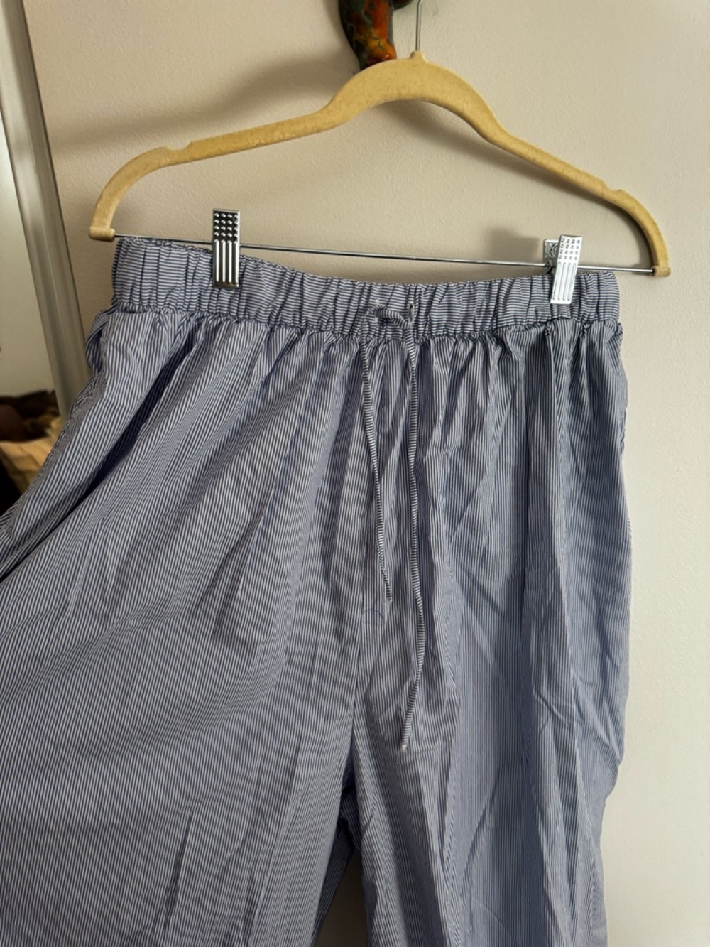 ZARA Blue White Striped Poplin Balloon Pants - Picture 4 of 6